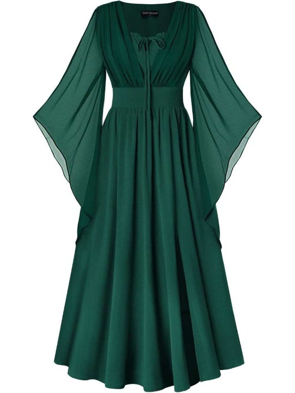 Scarlet Darkness Women Bell Sleeve Fairy Witch Costume Split Maxi Dress-Teal